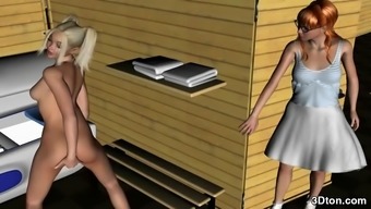 blonde barbie girl in lesbian 3d porn scene