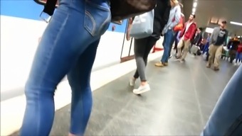 Candid teen ass in blue jeans # 2