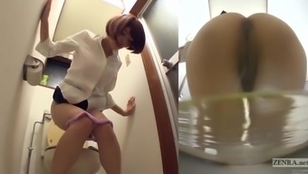 Spy cams catch a Japanese girl peeing in the toilet