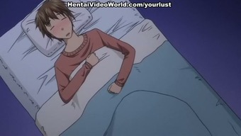 Hot hentai clip with unskilled 4 eyed girlie blows sugary penis of her sleeping guy