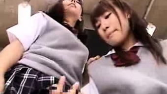 Two delightful Japanese girls play out their exciting lesbi