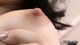 Pretty chick is gaping juicy vagina in close up and having o