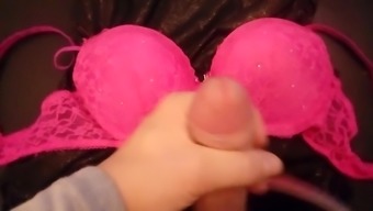 cum on her pink bra and prom gown