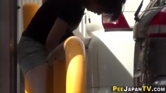 Japanese babe watched pee