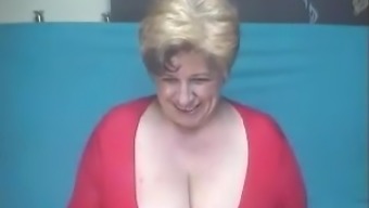 Big titted fat granny poses nude on webcam