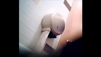 Juicy blonde student WC hidden peeping piss