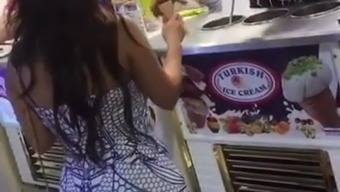 Arab lady ass buy turkish ice cream