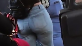 Candid ass in jeans on bus