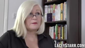 LACEYSTARR - Business GILF tongue examines young pussy
