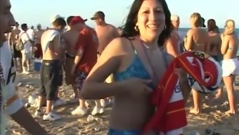 These whores love beach parties and they love doing naughty things on camera