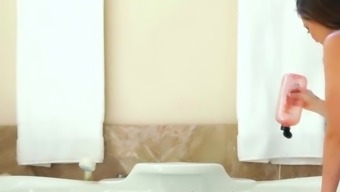 BABES - Cute lil brunette Riley Reid - Bubble bath masturbation solo
