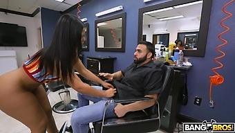 Incredible fucking in the hair saloon with large ass Rose Monroe