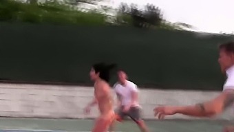 Lady Dee fucked by two tennis players at once