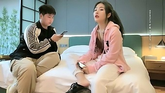 Asian schoolgirl with long ponytail loves to be fucked, little slut gets fucked to orgasm