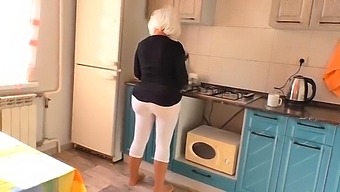 Milf spreads her big ass for anal sex her son