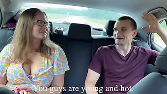 Two students gave a ride to fellow traveler MILF to creampie