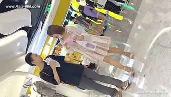 Chinese amateur flashes her panties in public hidden camera video