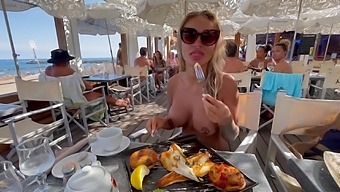 Busty Russian babe MonikaFoxxx goes nude in public