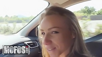French-looking Angel Emily gets crazy with a random guy in his car