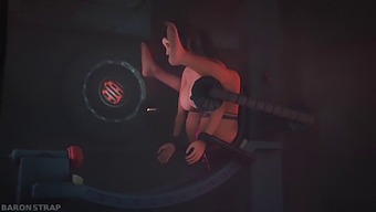 Lara Croft's explosive orgasm with a vibrator