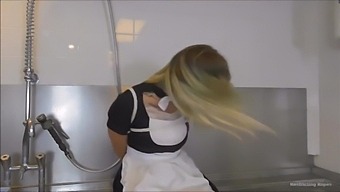 HD video shows blonde maid being tied and gagged