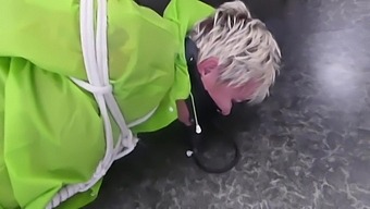 Blonde milf gets gagged and bound in BDSM video