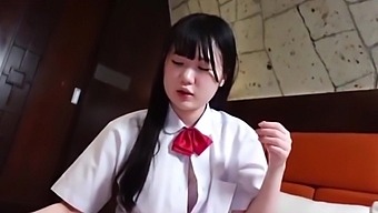 Cute Japanese girl gets a creampie after using a vibrator and begging to cum inside